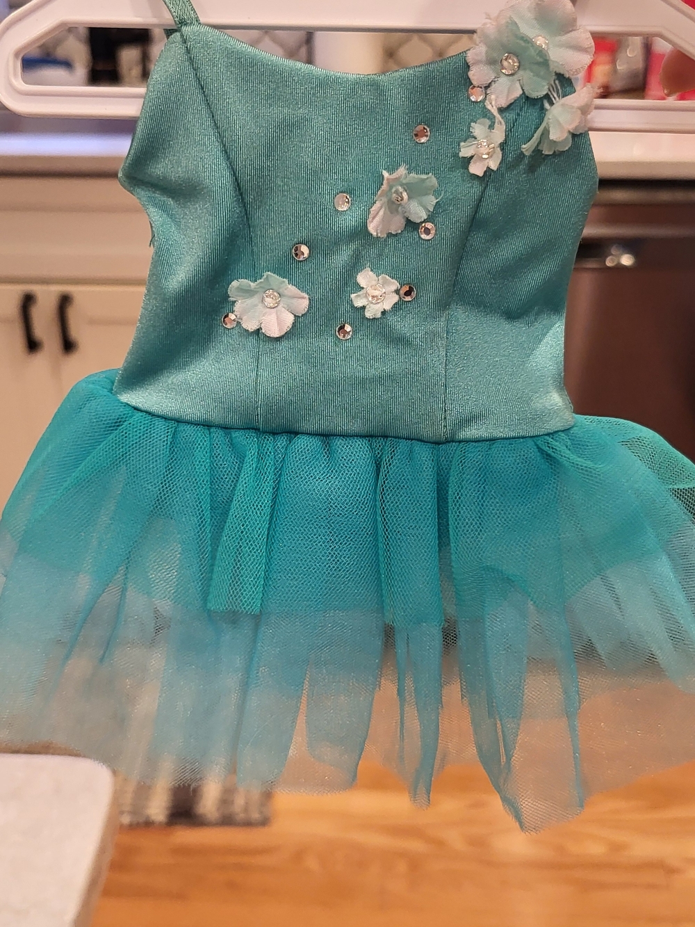 American Girl Teal Floral Tulle Ballet Costume
